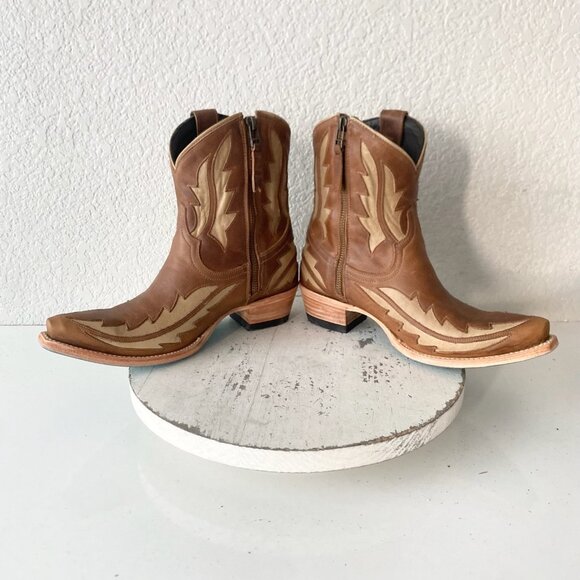 Lane WALK THE LINE Womens Cowboy Bootie 7 Brown Cowgirl Short Boots Pointed Toe - Picture 7 of 11